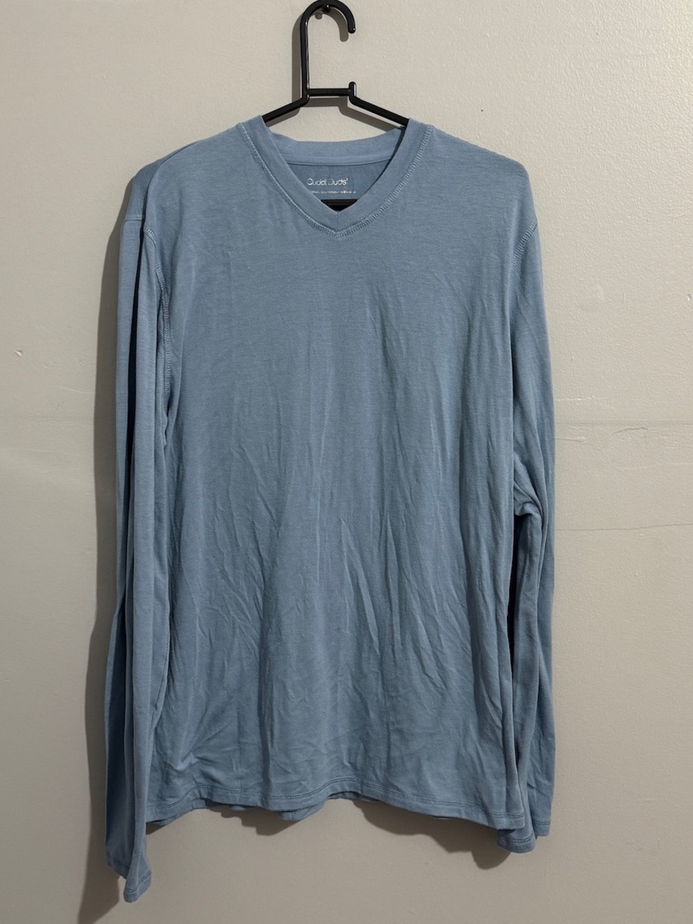Cuddlduds Shirt Womens Medium Long Sleeve Baby Blue Shallow V Neck Lounge